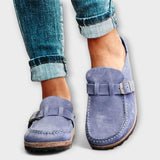 Mocasines ortopédicos femeninos con hebilla decorativa