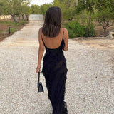 Vestido Maxi de Noche de Chifón con Volantes Romántico