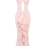 Vestido Maxi Con Corte Arrugado y Detalle de Dobladillo Asimétrico
