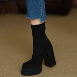 Olga – Botas estilizadas modernas de ante para comodidad
