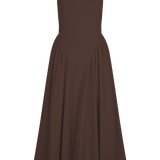 Sharon | Vestido midi de punto de tirantes - Marrón cacao