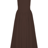 Sharon | Vestido midi de punto de tirantes - Marrón cacao