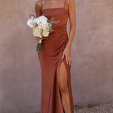 Vestido maxi de cóctel de satén simple