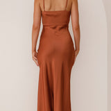 Vestido maxi de cóctel de satén simple
