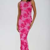 Vestido Maxi de Noche Sin Mangas Bordado Floral
