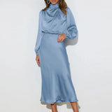 Vestido de Noche de Satén – Elegante Ropa Formal de Manga Larga