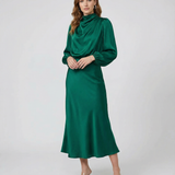 Vestido de Noche de Satén – Elegante Ropa Formal de Manga Larga