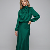 Vestido de Noche de Satén – Elegante Ropa Formal de Manga Larga