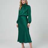 Vestido de Noche de Satén – Elegante Ropa Formal de Manga Larga