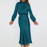 Vestido de Noche de Satén – Elegante Ropa Formal de Manga Larga