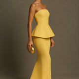 Vestido Maxi Formal Sin Mangas Amarillo