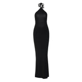 Vestido Maxi Formal Sin Espalda con Cuello Halter