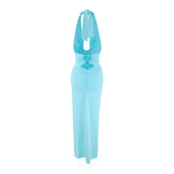 Vestido Maxi Sin Espalda con Detalle de Anillo