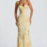 Vestido Maxi Corsé de Invitada de Boda Jacquard Floral