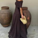 Vestido Maxi de Chiffon sin Hombros