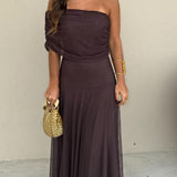 Vestido Maxi de Chiffon sin Hombros
