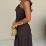 Vestido Maxi de Chiffon sin Hombros