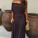 Vestido Maxi de Chiffon sin Hombros