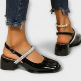 Celandra - Mary Janes con brillantes correas y tacón bloque