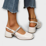 Celandra - Mary Janes con brillantes correas y tacón bloque
