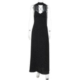 Vestido Maxi de Lunares Vintage con Escote en V