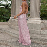 Vestido Maxi de Cuello Halter con Silueta Elegante y Ajustada