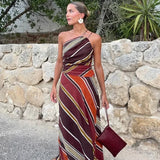Vestido Maxi de Cuello Halter – Vestido Fluido de Silueta Resort para Mujeres
