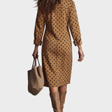 Vestido Midi con Estampado de Lunares de Ecocuero
