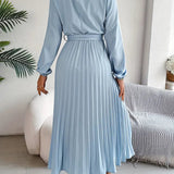Elegante Vestido Midi de Invitada de Boda Plisado con Cintura Ceñida