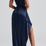 Vestido Maxi Formal de Noche Azul Marino para Mujeres