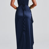 Vestido Maxi Formal de Noche Azul Marino para Mujeres