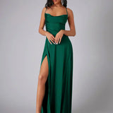 Vestido Maxi de Tirantes de Espagueti con Gran Abertura