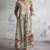 Vestido Maxi Floral de Verano con Escote en V