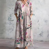 Vestido Maxi Floral de Verano con Escote en V