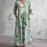 Vestido Maxi Floral de Verano con Escote en V