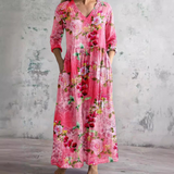 Vestido Maxi Floral de Verano con Escote en V