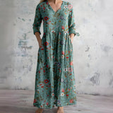 Vestido Maxi Floral de Verano con Escote en V