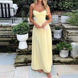 Vestido Maxi de Invitada de Boda Sin Mangas y con Cuerpo Fruncido