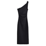 Vestido Midi Asimétrico de Un Hombro