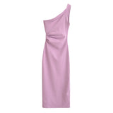 Vestido Midi Asimétrico de Un Hombro