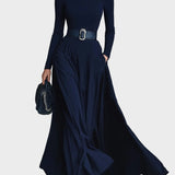 Kornelia - Vestido maxi de punto con cuello alto