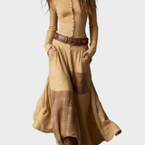 Helena - Vestido maxi de ante azul marino con cinturón