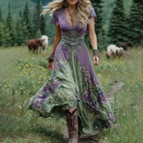 Serena™ | Vestido corto maxi floral lavanda con un toque refinado