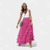 Falda boho con detalles de satén tejido abierto