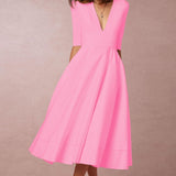 Laura | Vestido Midi Femenino con Corte A y Escote en V