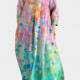 Anne | Vestido Liso con Escote en V y Patrón Colorido