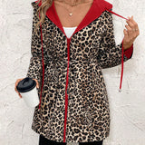 Adriana | Abrigo Reversible con Capucha y Estampado de Leopardo