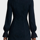 Jazmín – Vestido mini de ante azul con encaje