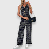 Jasmína - Conjunto de dos piezas con escote en forma de V y pantalones a juego