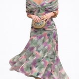 Ljiljana - Vestido largo de flores con escote en V